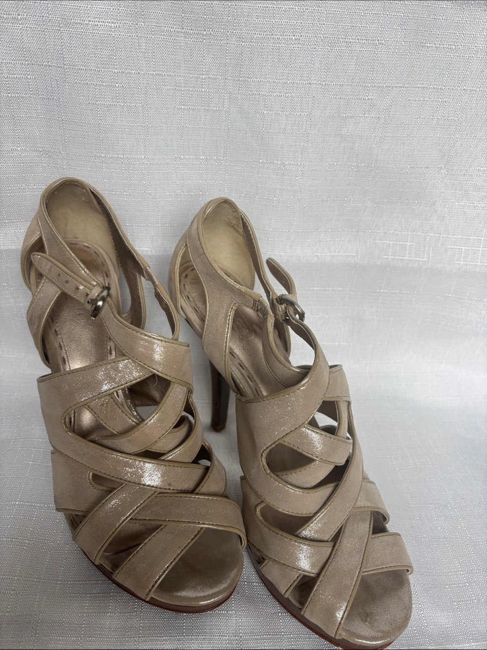 Coach Taupe Strappy High Heel Sandals